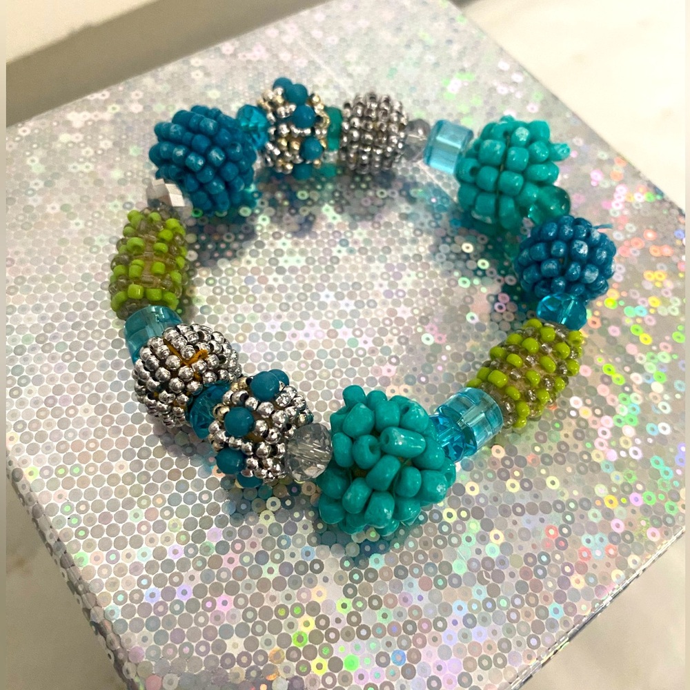 Chicos Turquoise and Green Beaded Bracelet